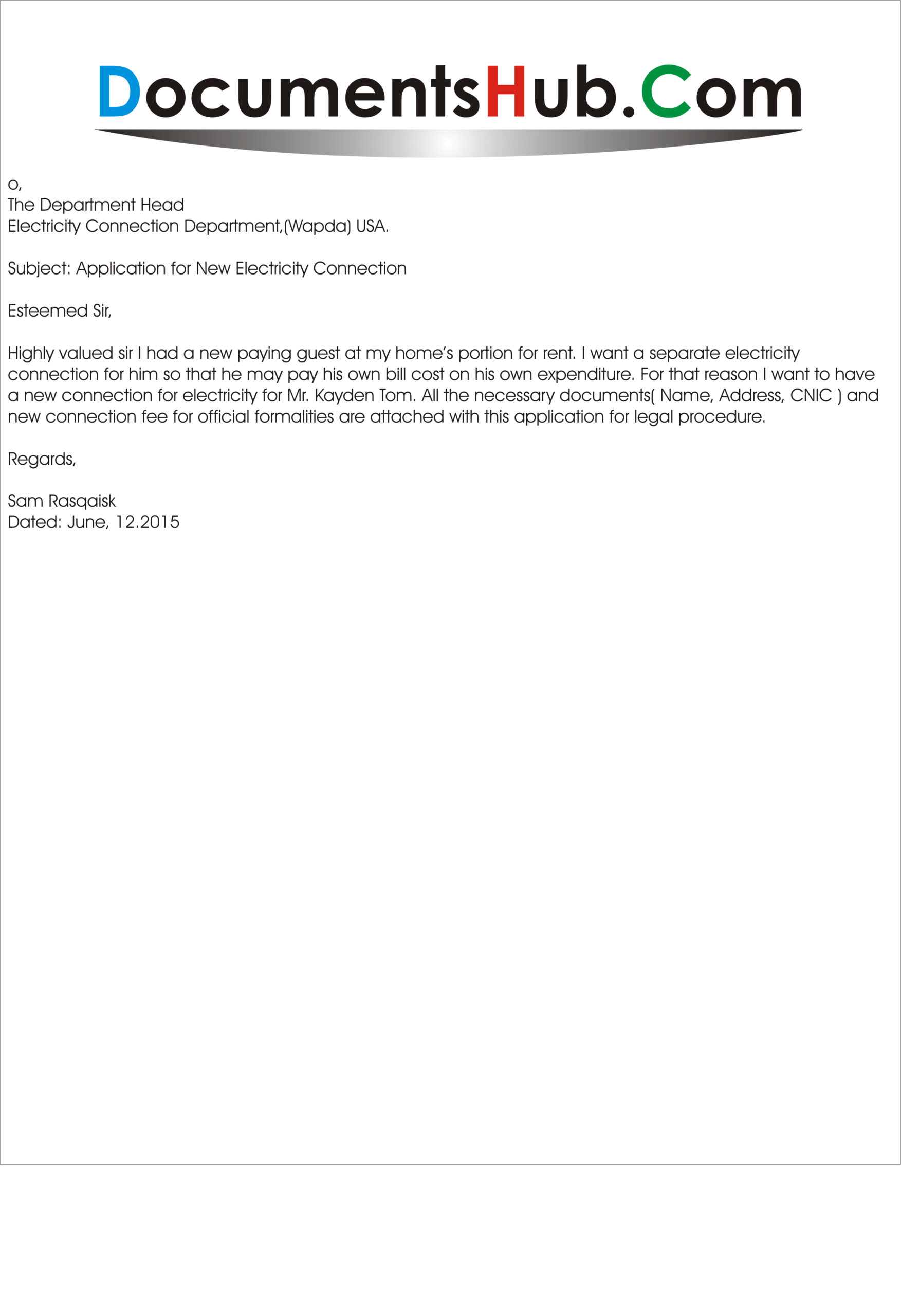 Application For Abolishment Of Electricity Supply Application For Abolishment Of Electricity Supply