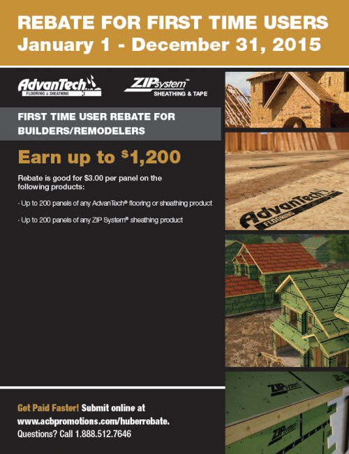 Huber First Time Rebate For Builders And Remodelers Huber First Time Rebate For Builders And Remodelers
