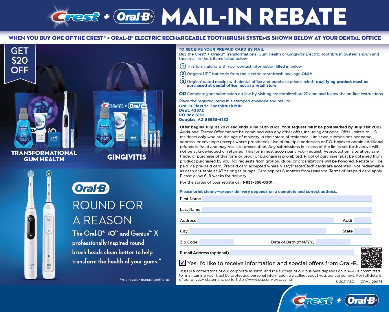 Oral B Rebate Form 2021 Printable Rebate Form Oral B Rebate Form 2021 Printable Rebate Form