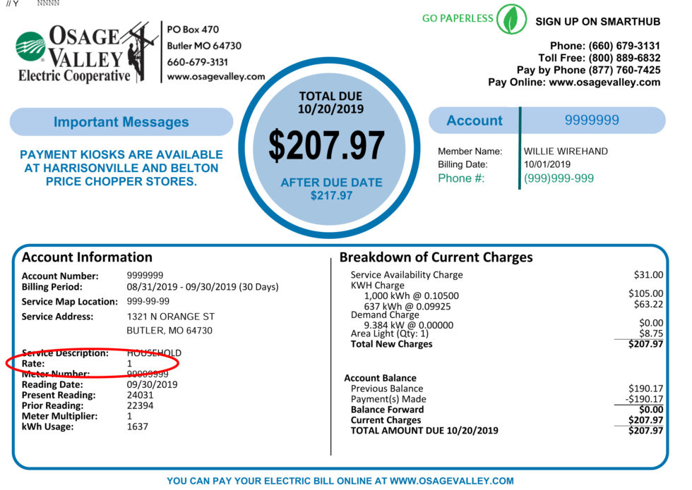 Rates Osage Valley Electric Cooperative Association