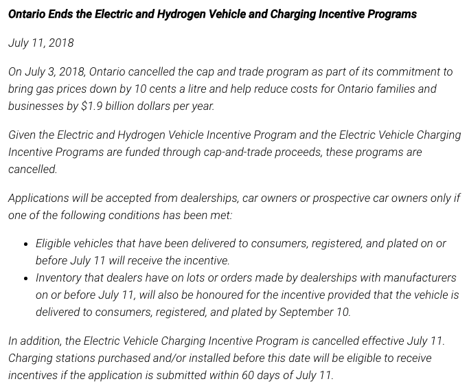 Ontario Electric Car Rebate Expiry