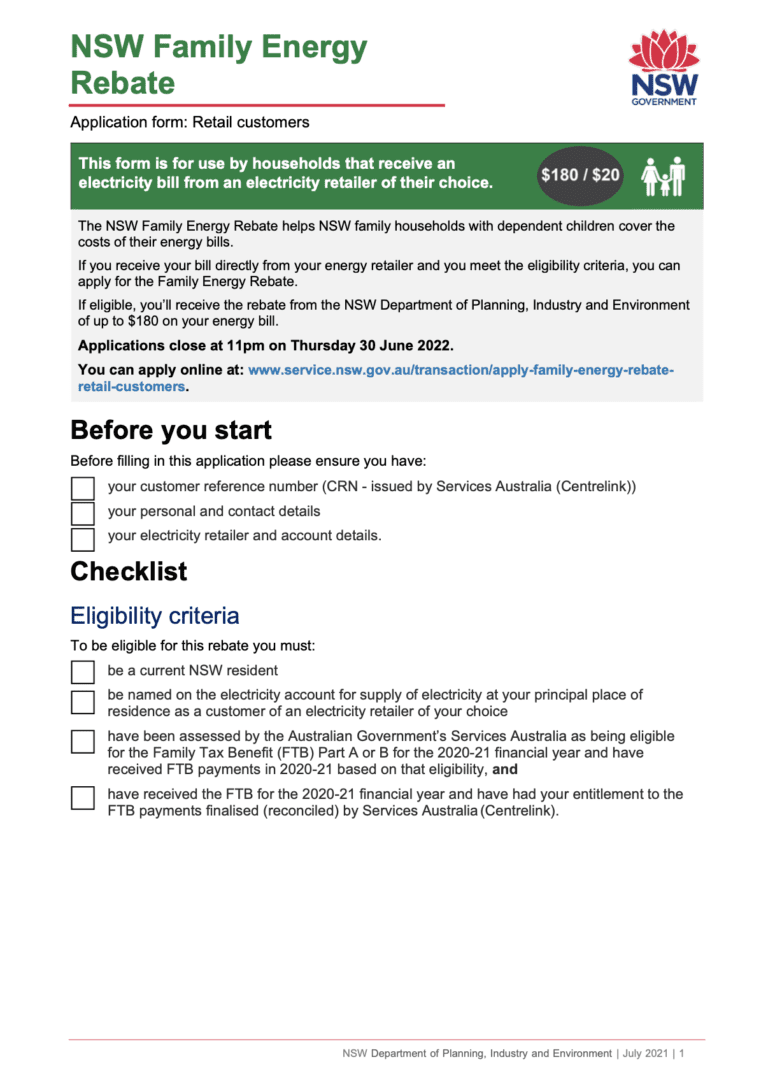Electricity Rebate Form NSW Printable Rebate Form Electricity Rebate Form NSW Printable Rebate Form